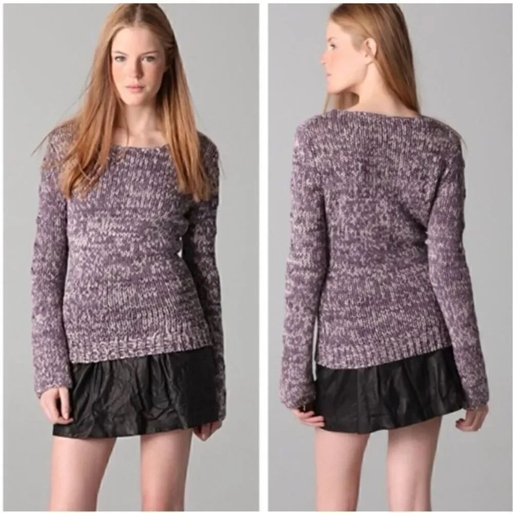 Theory Modele Honorata Paint Chunky Sweater in Mulberry Multi M